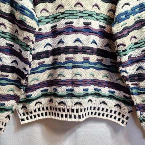 Vtg PROTEGE 3-D Knit Crewneck Sweater Sz XL Multi Cosby Pullover Y2K 90s Hip-Hop - Picture 3 of 7